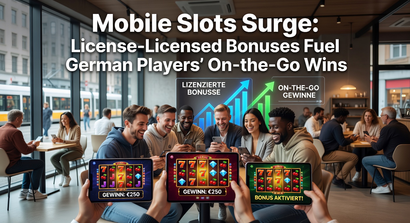 Smartphone mit leuchtenden Slot-Maschinen und Bonus-Symbolen, das den mobilen Gaming-Trend in Deutschland symbolisiert