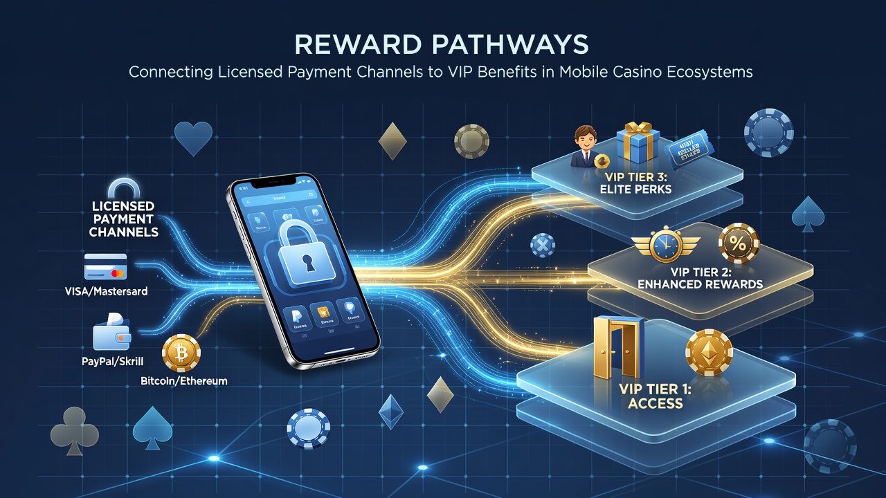 Illustration der Verknüpfung zwischen Zahlungskanälen und VIP-Belohnungen in mobilen Casinos