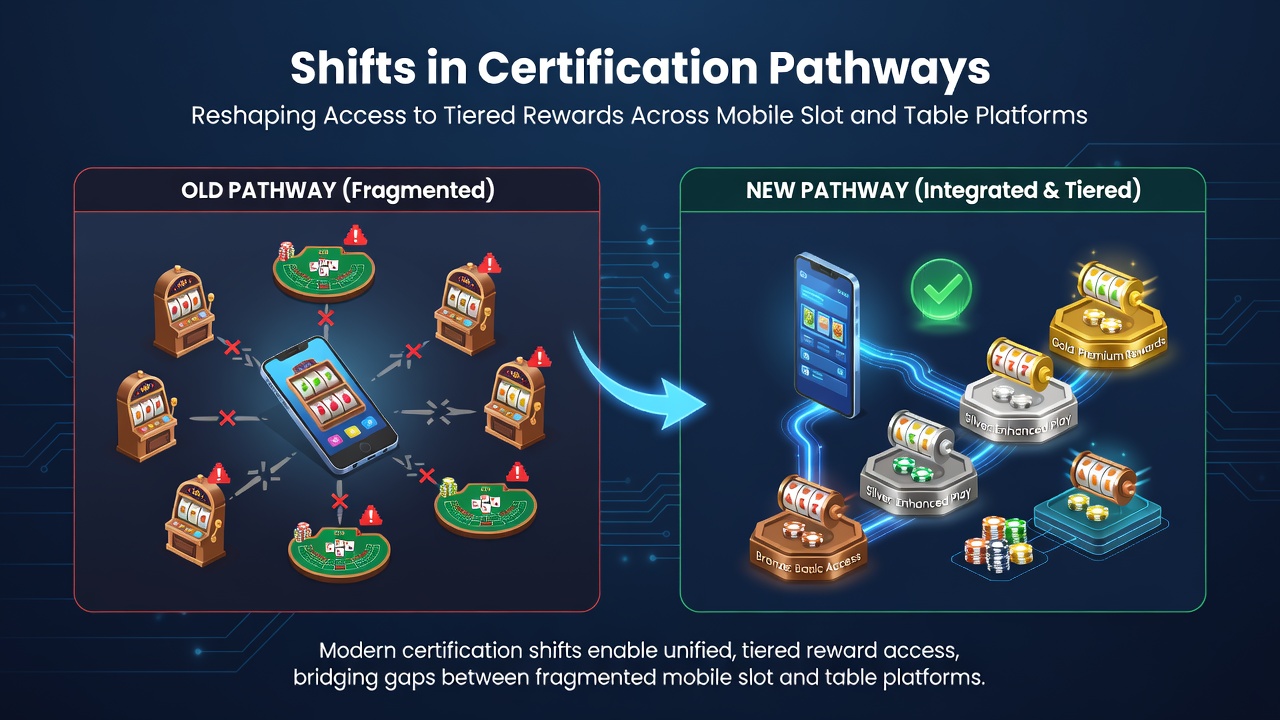 Darstellung von Zertifizierungsprozessen in mobilen Gaming-Plattformen mit Fokus auf Sicherheitsstandards und Belohnungssysteme